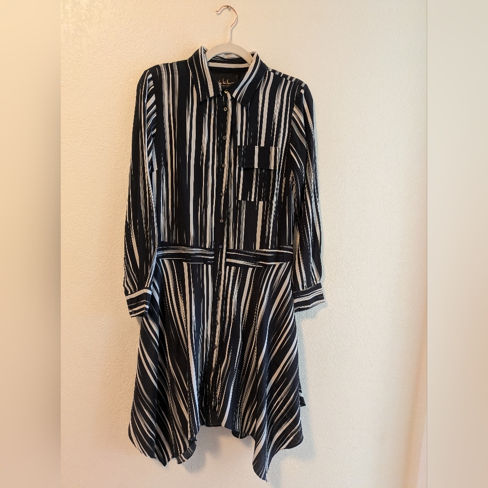 Nicole Miller Striped Black and White Women's Dress - Picture 2 of 6